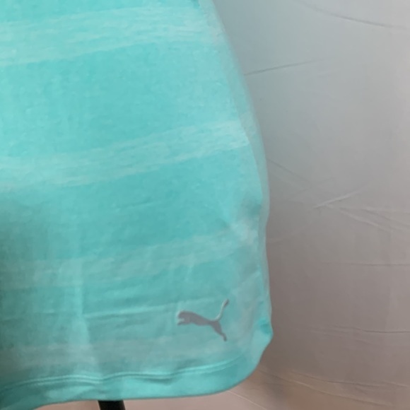 Puma Golf Pounce Blue & White Striped Sleeve Polo Tank Top - Picture 3 of 10